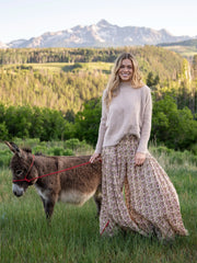 Margaux Wide Leg Pant - Cream Vine Floral