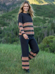Lounge & Go Striped Cotton Set - Black