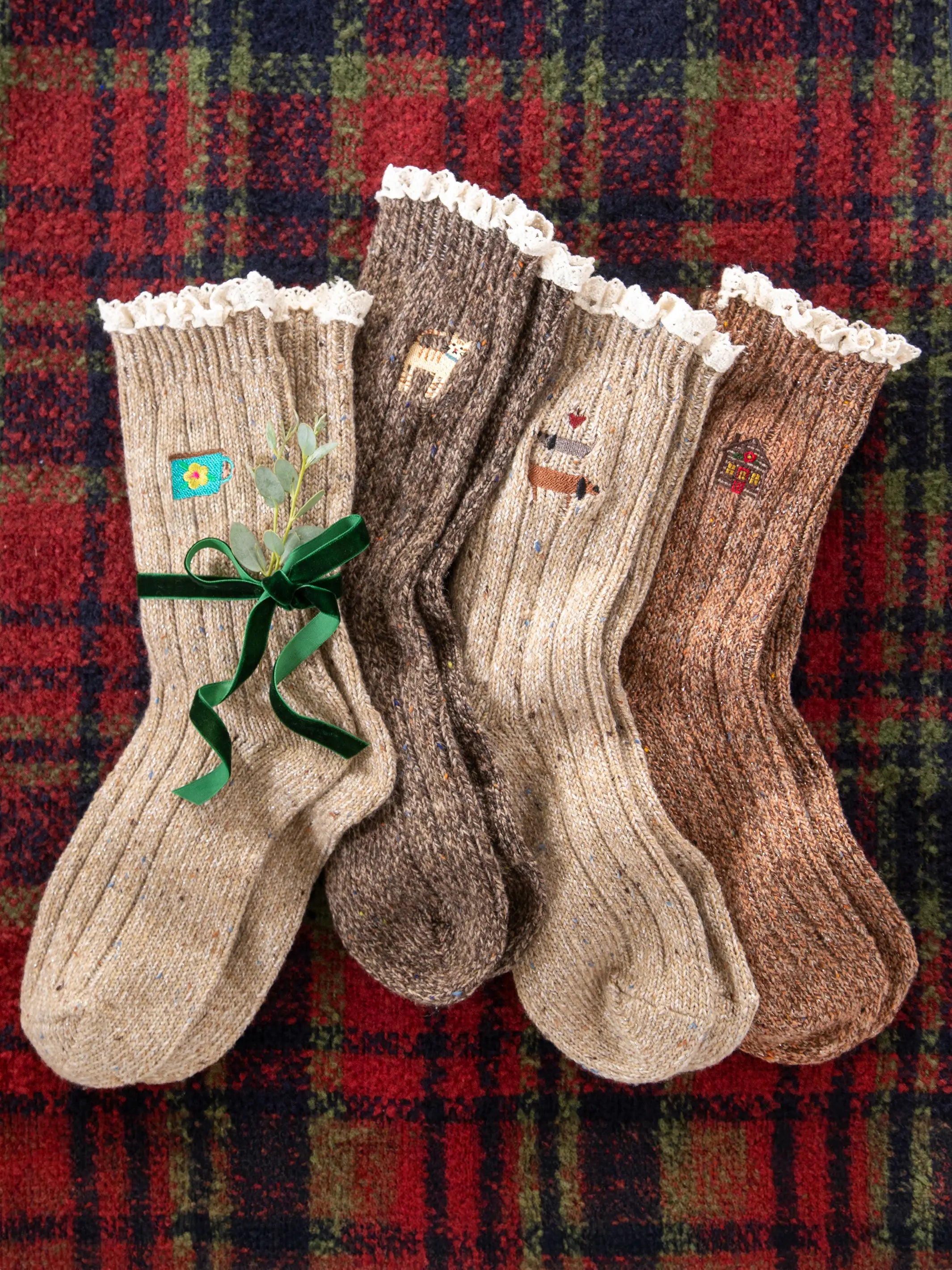 Little Things Embroidered Socks - Dog