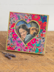 Mini Heart Wooden Picture Frame - Floral