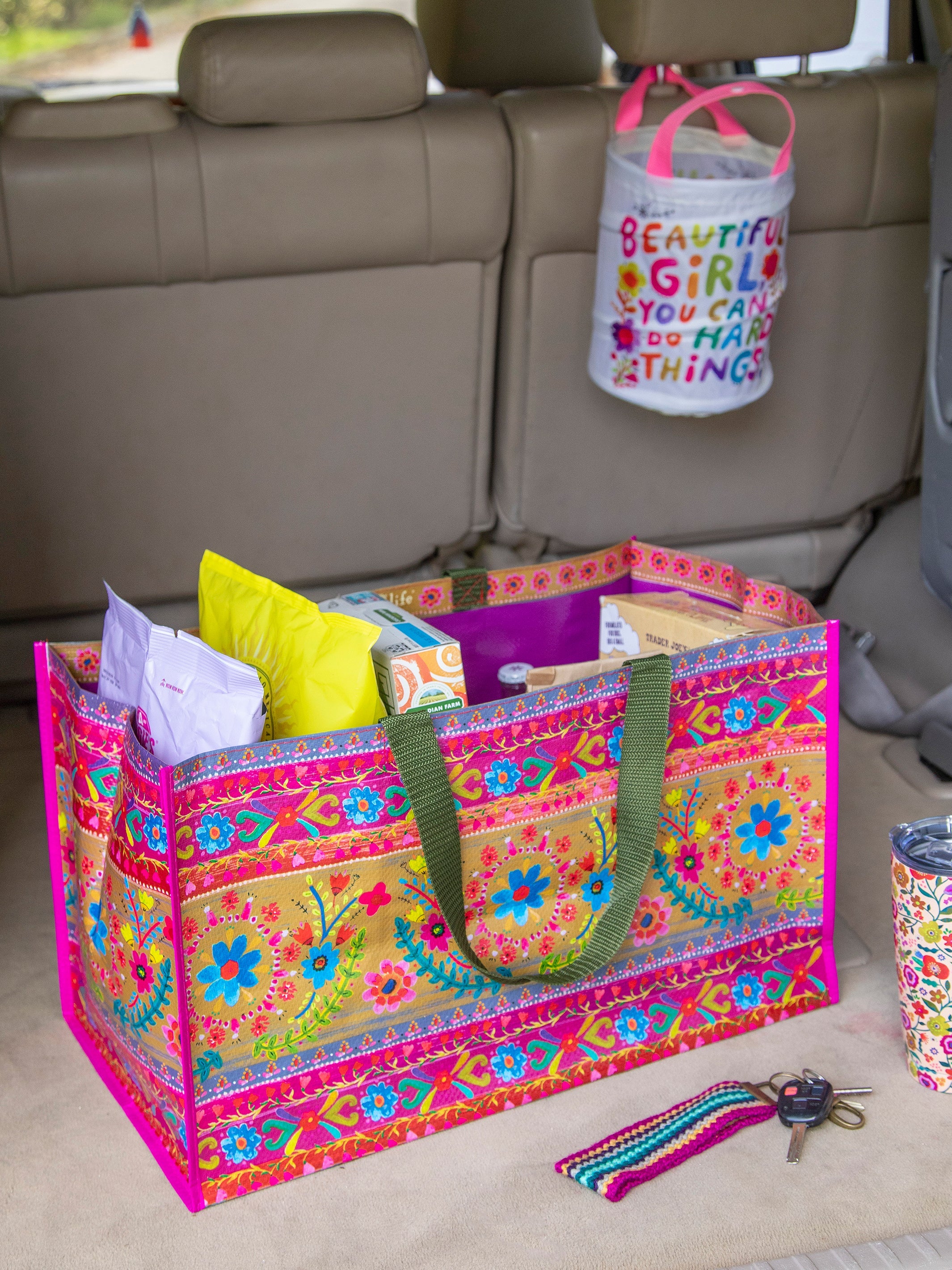 Carry All Happy Tote Bag - Floral Border