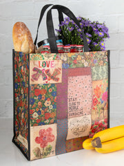 Reusable Grocery Bags, Set of 5 - Patchwork Be Happy