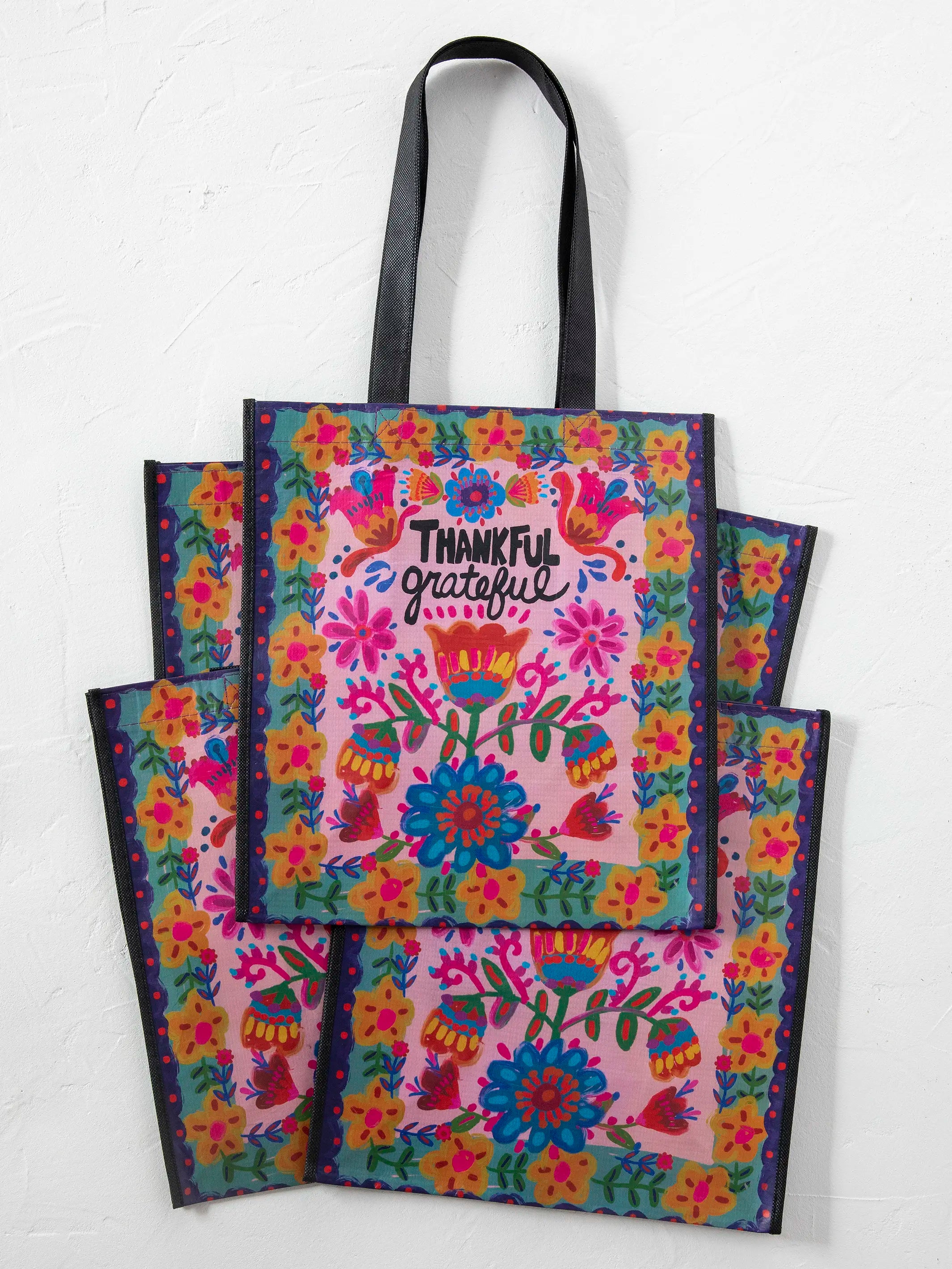 Reusable Grocery Bags, Set of 5 - Thankful Grateful