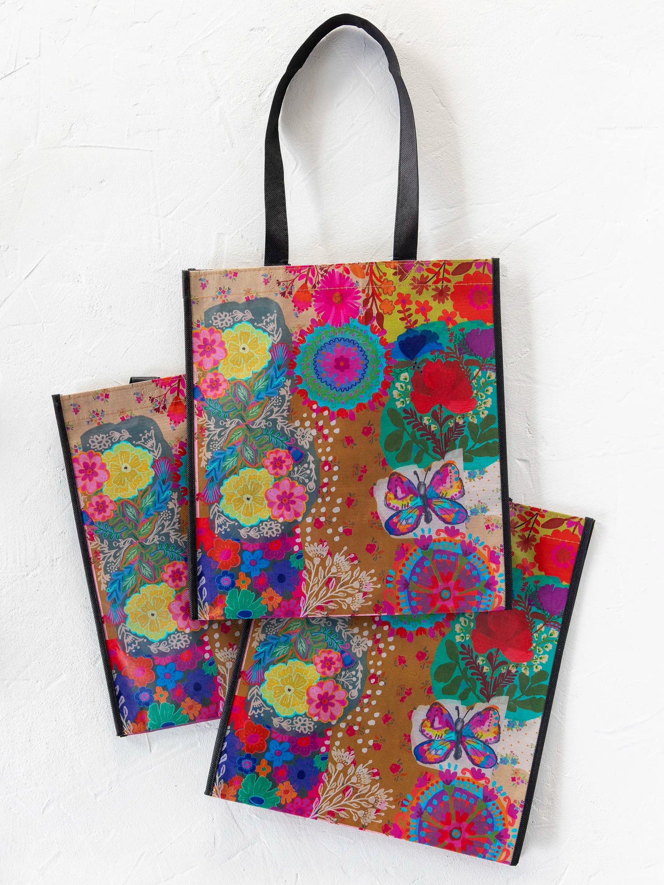 XL Happy Bag, Set of 3 - Mustard Patchwork