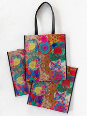 XL Happy Bag, Set of 3 - Mustard Patchwork