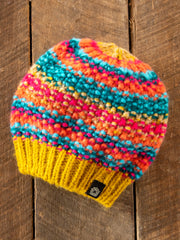 Chunky Striped Beanie - Mustard