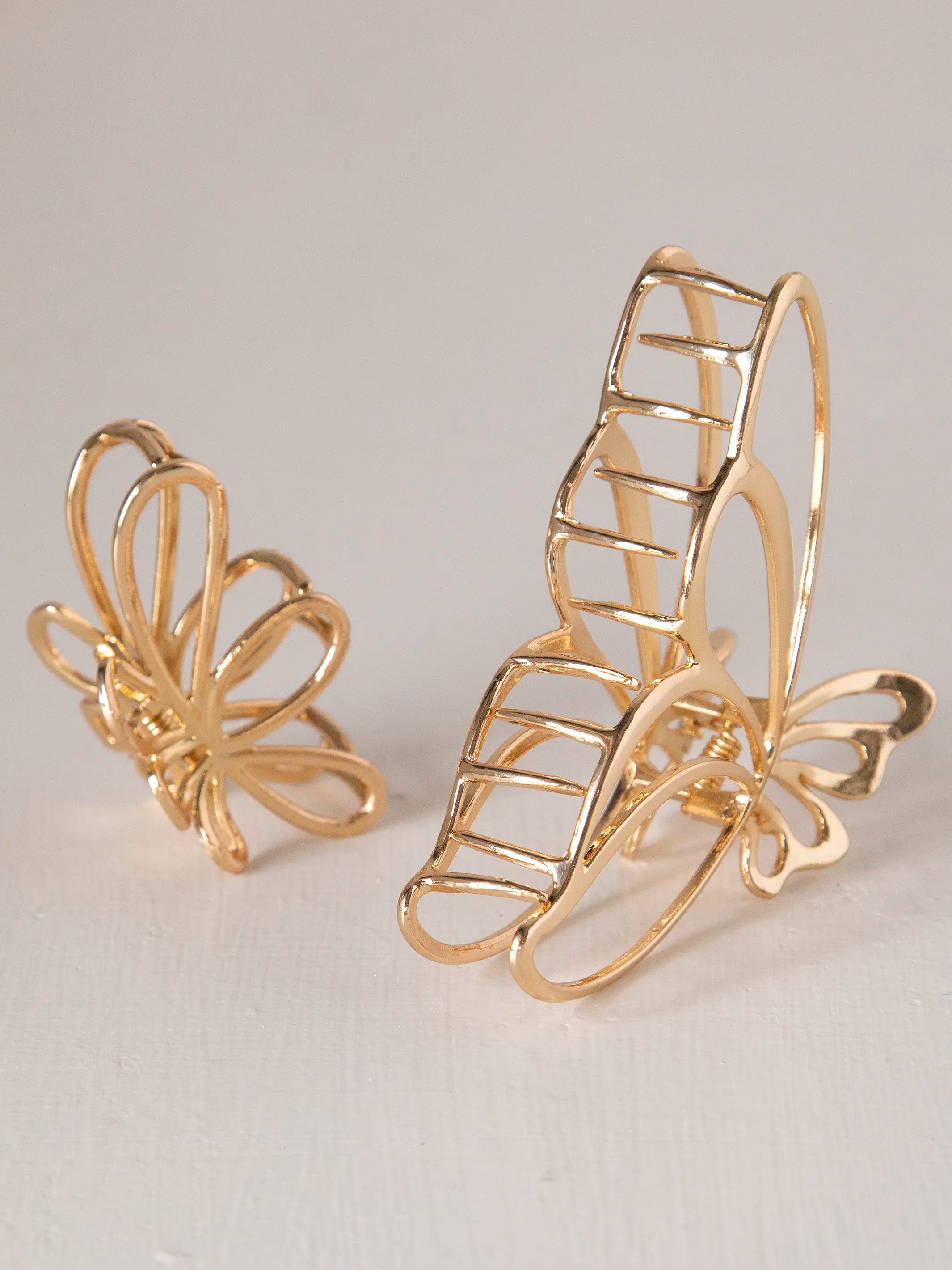 Butterfly Hair Claws, Set of 2 - Gold