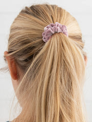 Velvet Scrunchies, Set of 5 - Light Grey