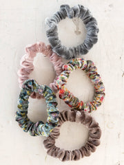 Velvet Scrunchies, Set of 5 - Light Grey