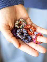 Mini Satin Scrunchies, Set of 6 - Berry