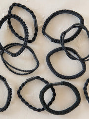 Textured Hair Ties, Set of 10 - Black