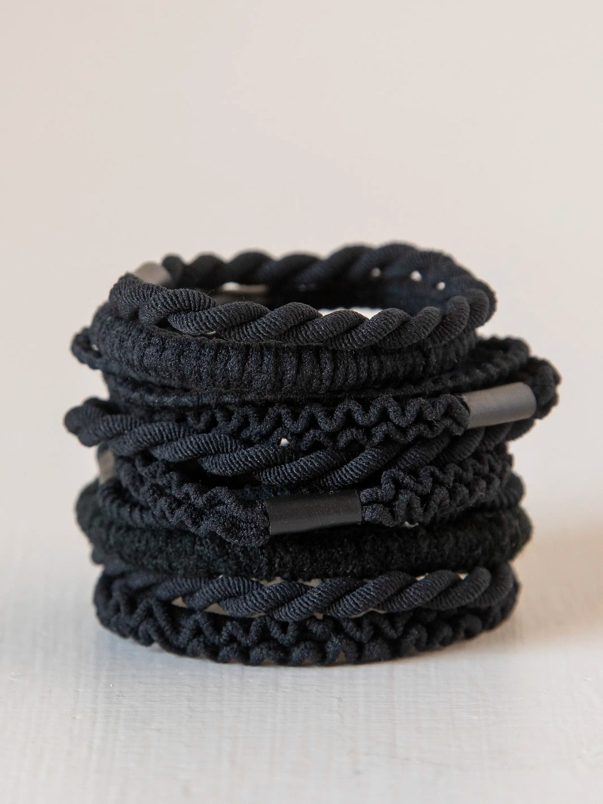Textured Hair Ties, Set of 10 - Black