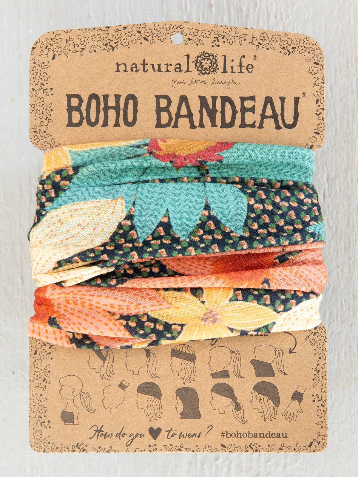 Full Boho Bandeau® Headband - Blue Coral Floral
