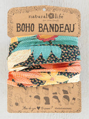 Full Boho Bandeau® Headband - Blue Coral Floral