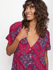 Avery Midi Dress - Red Batik Bandana