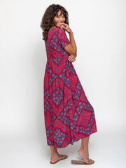 Avery Midi Dress - Red Batik Bandana