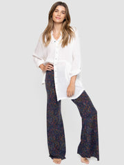 Cali Knit Flare Pant - Retro Paisley Navy