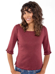 Leah Pointelle Top - Cranberry