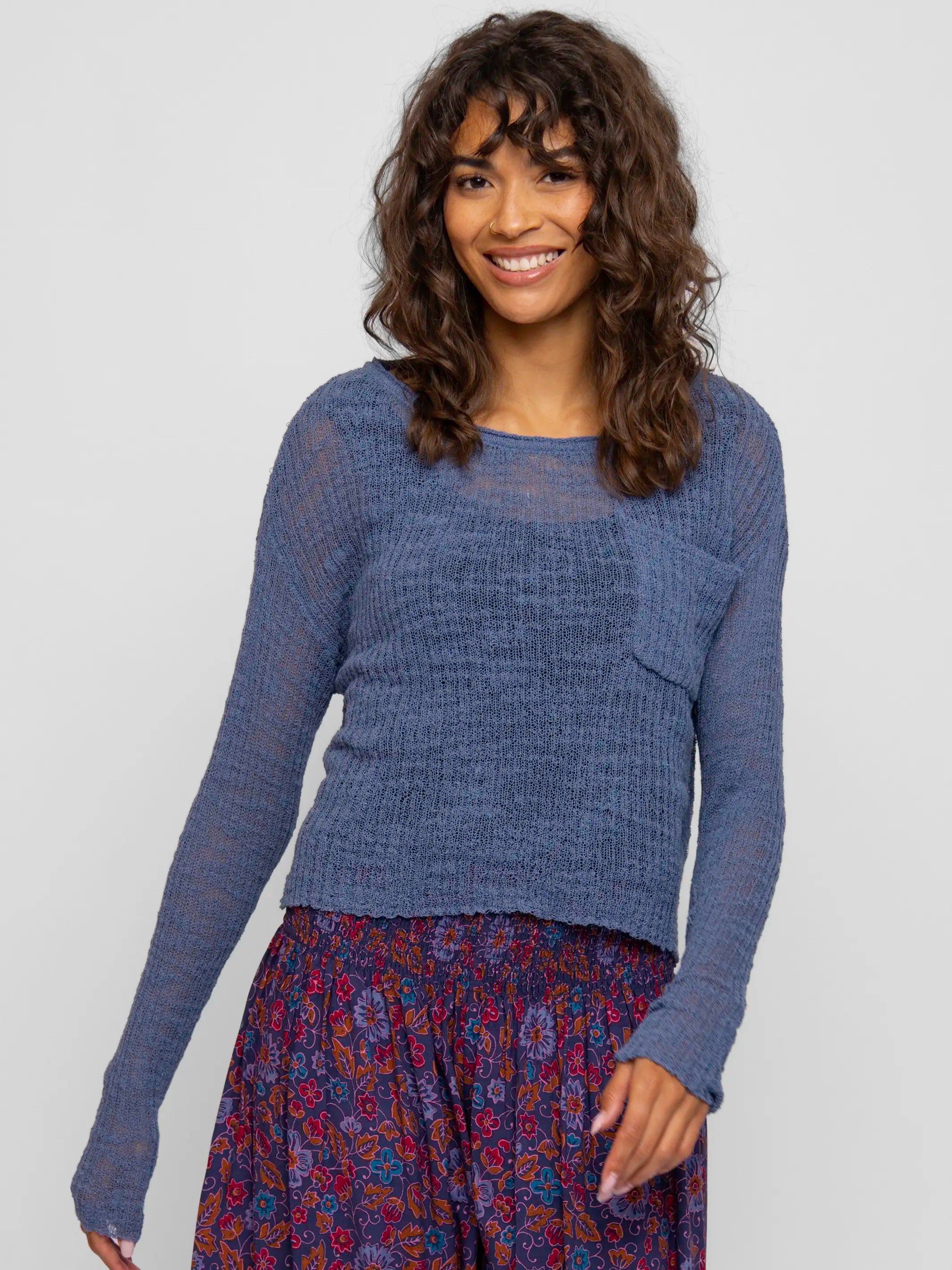 Patti Layering Sweater - Heather Blue