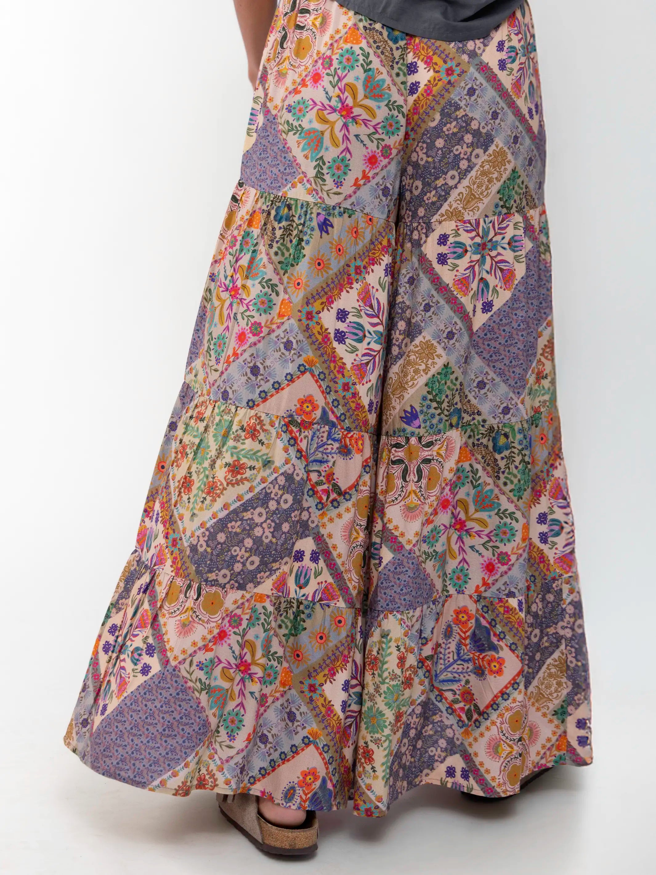 Patti Palazzo Pant - Mandala Folk Patchwork Cotton