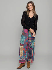 Make A Move "ButterSoft" Knit Palazzo Pant - Boho Blooms Patchwork