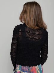 Juliet Ruffle Sweater Top - Black