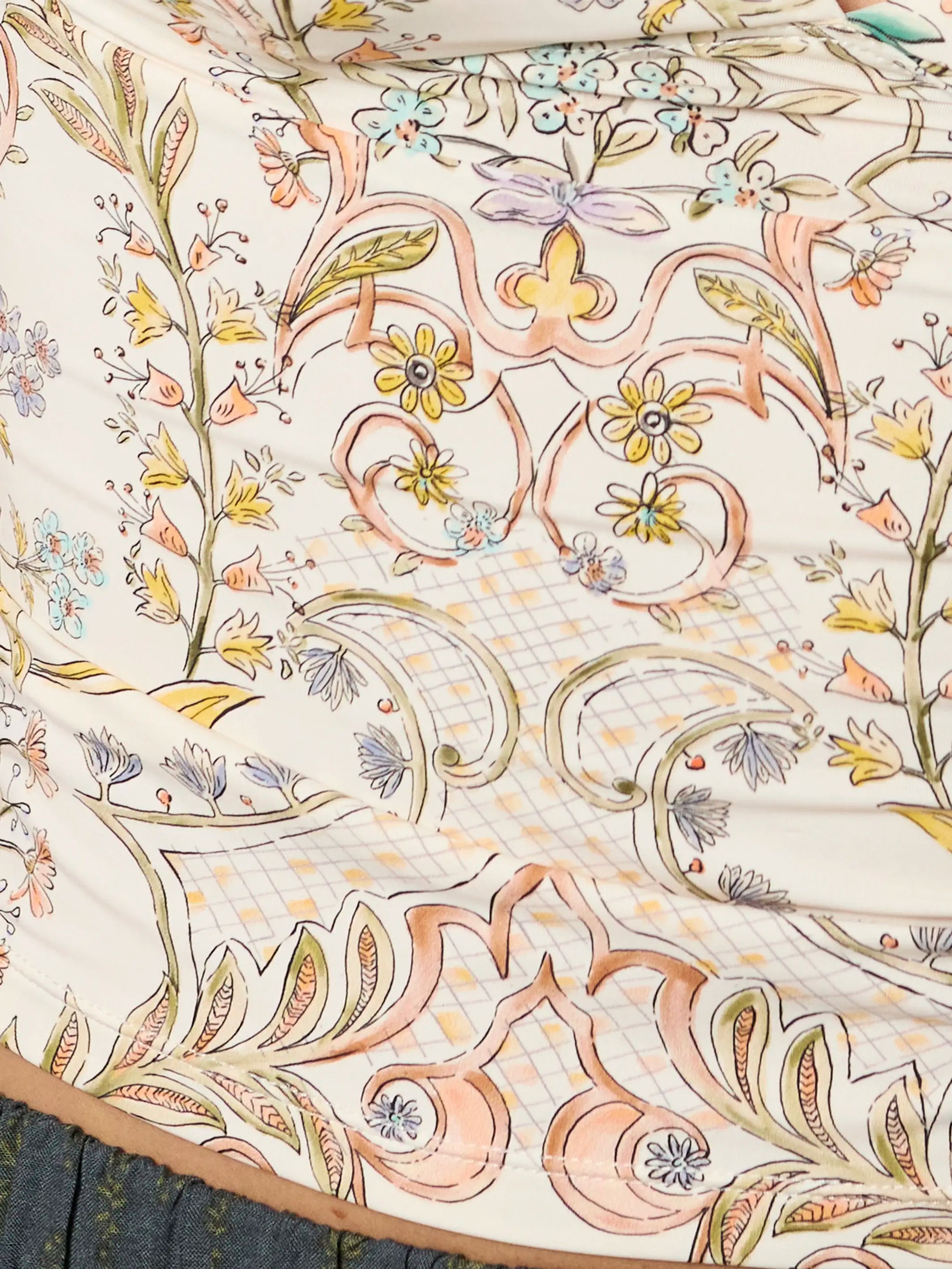 Deep V-Neck Cami - Meadow Whimsy Ivory