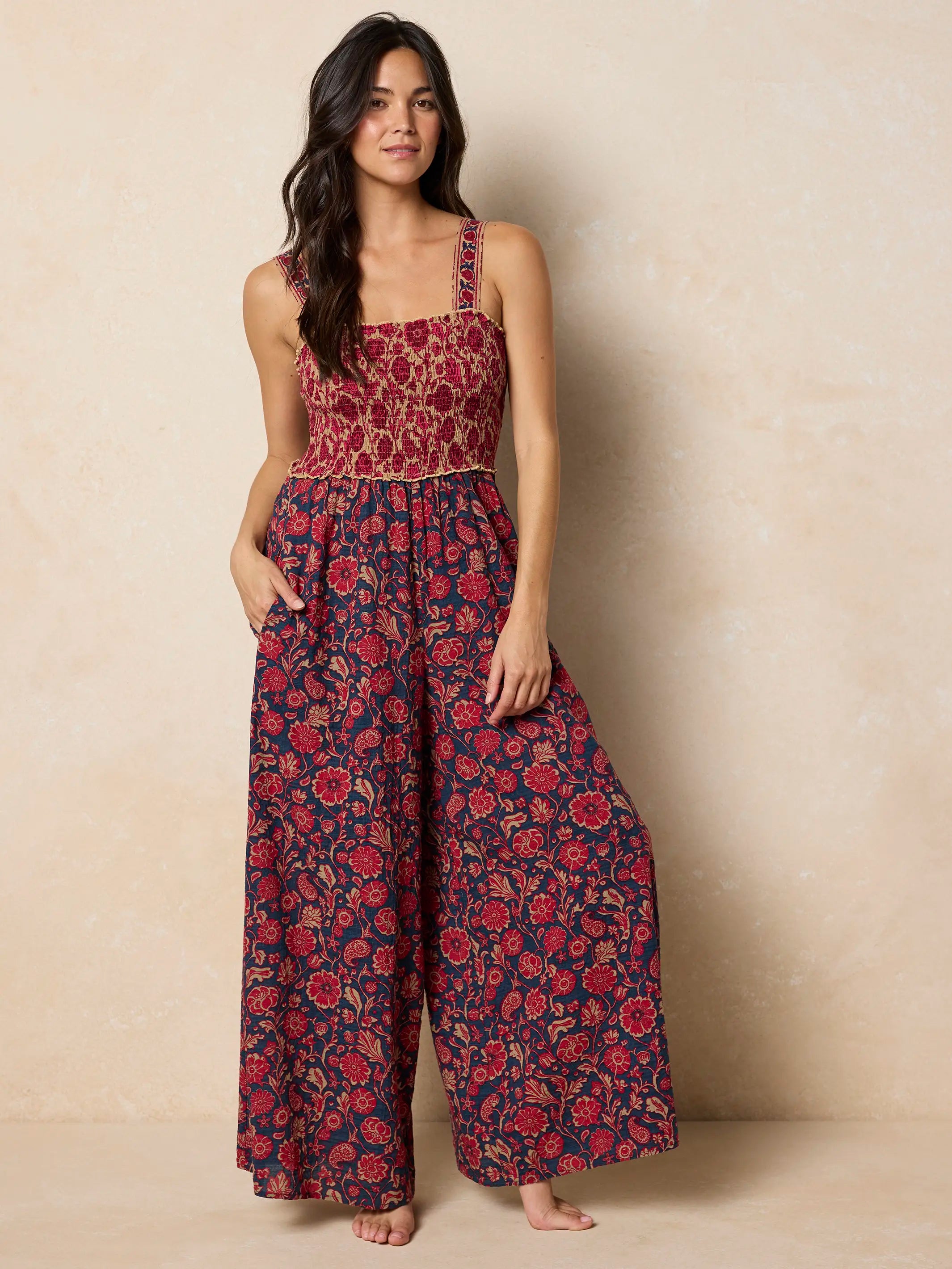 Sedona Jumpsuit - Ornate Paisley Navy