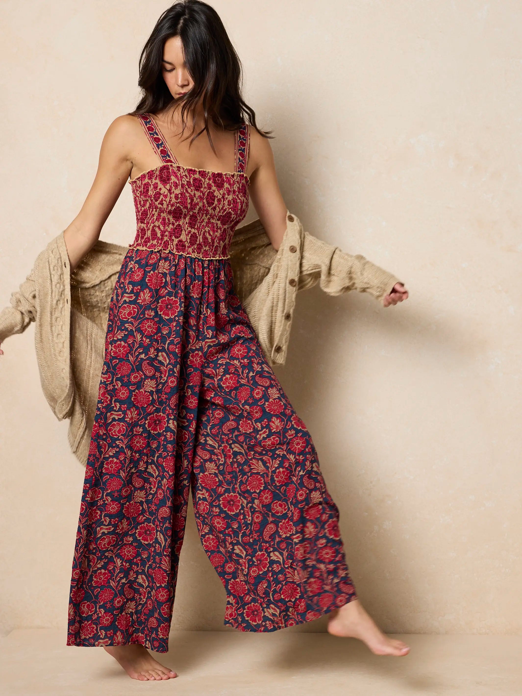 Sedona Jumpsuit - Ornate Paisley Navy