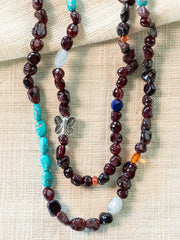 Beaded Necklace & Wrap Bracelet - Dark