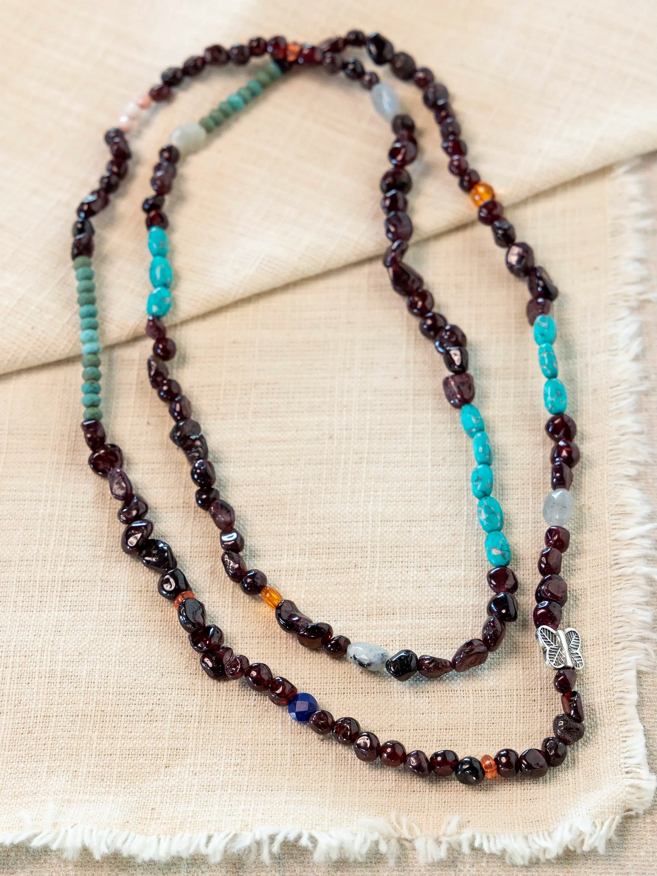 Beaded Necklace & Wrap Bracelet - Dark
