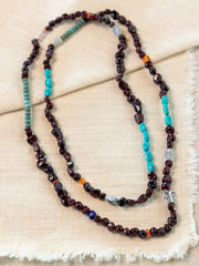Beaded Necklace & Wrap Bracelet - Dark
