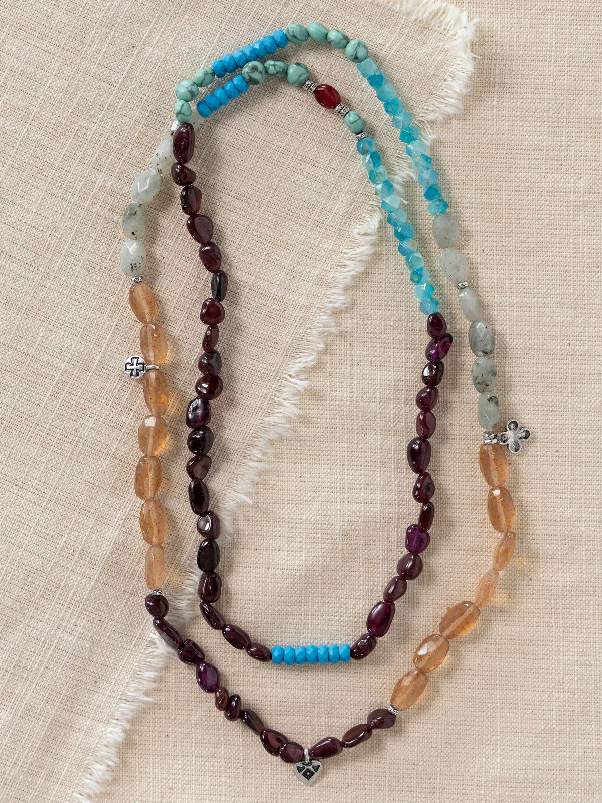 Beaded Necklace & Wrap Bracelet - Light