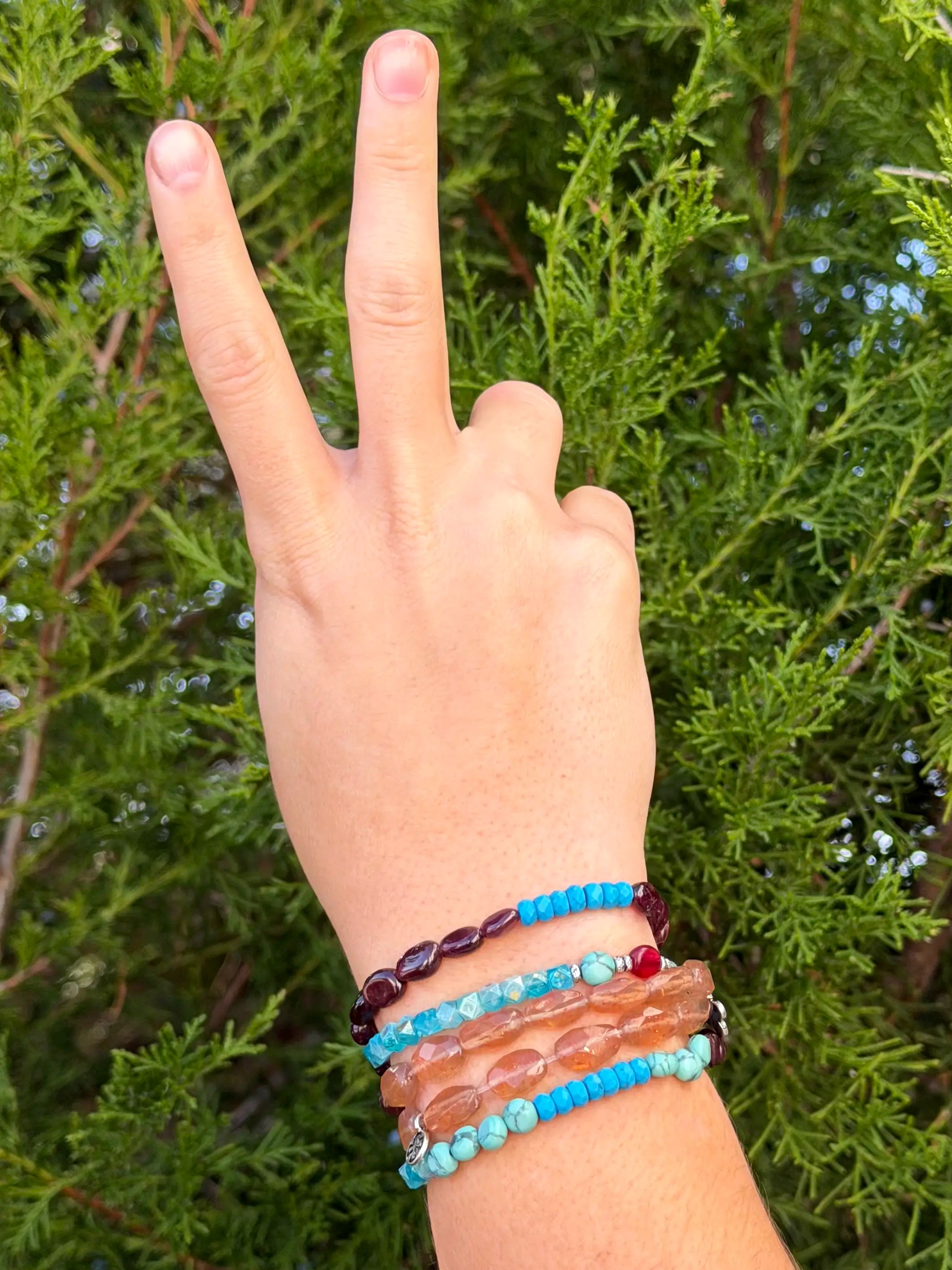 Beaded Necklace & Wrap Bracelet - Light