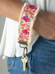 Embroidered Key Chain - Light Pink