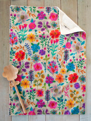 Cotton Dish Towel - Rainbow Garden Cream