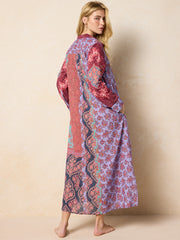 Drew Cotton Gauze Shirt Dress - Red Patchwork