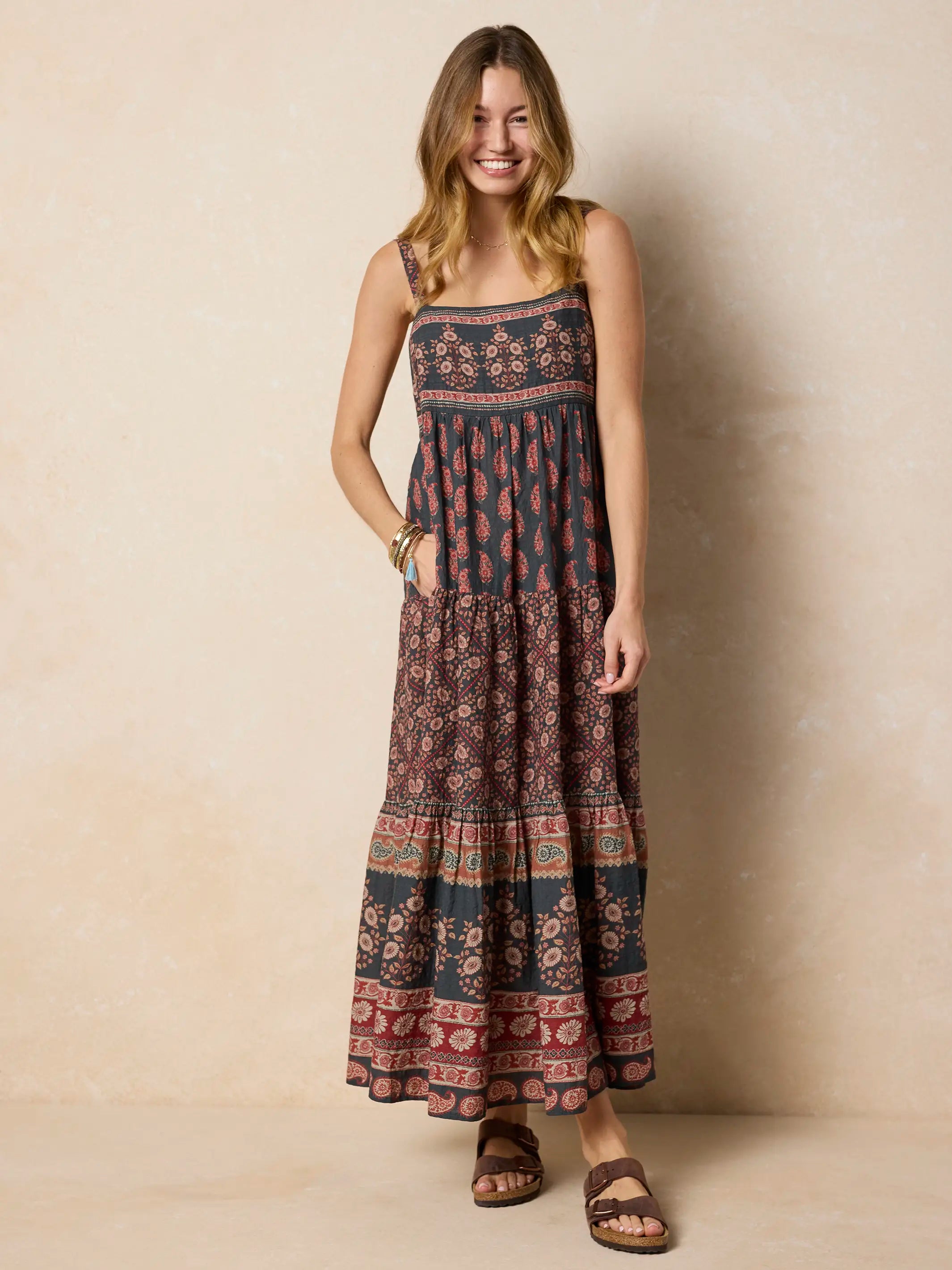 Patricia Maxi Dress - Wildflower Medallion Border