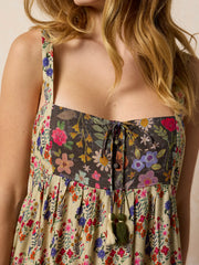 Cami Tie-Front Maxi Dress - Ditsy Diamonds Cream