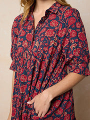 Rebecca Midi Dress - Ornate Paisley Navy