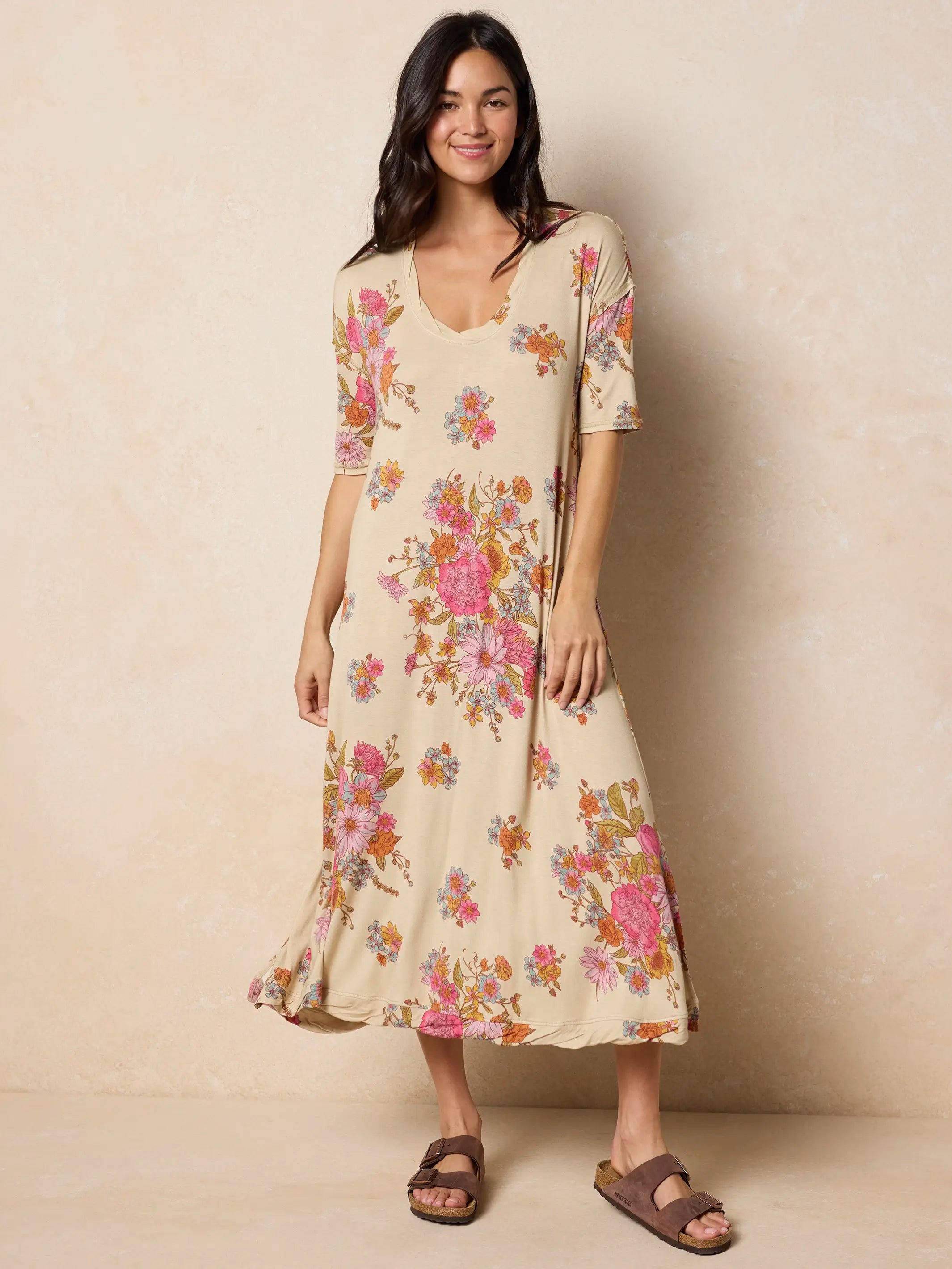 All Day "ButterSoft" Tee Dress - English Garden Cream