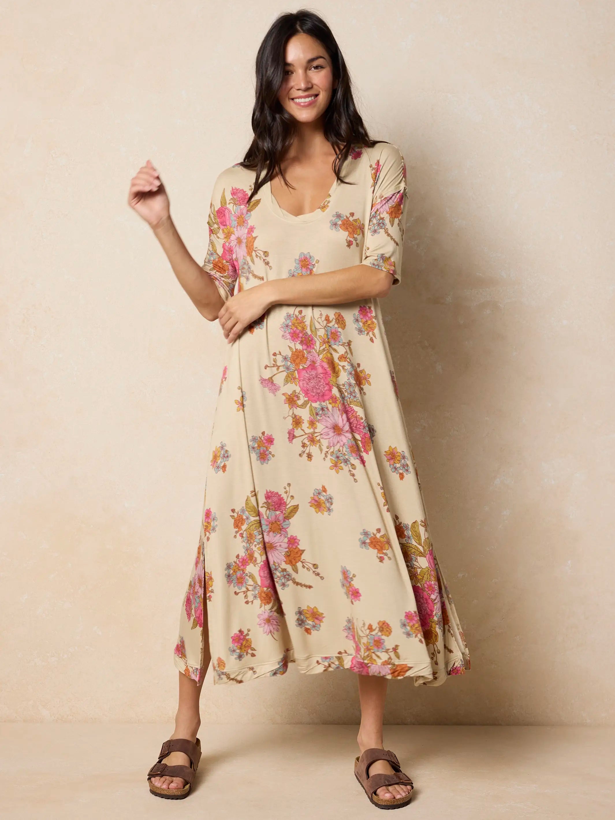 All Day "ButterSoft" Tee Dress - English Garden Cream