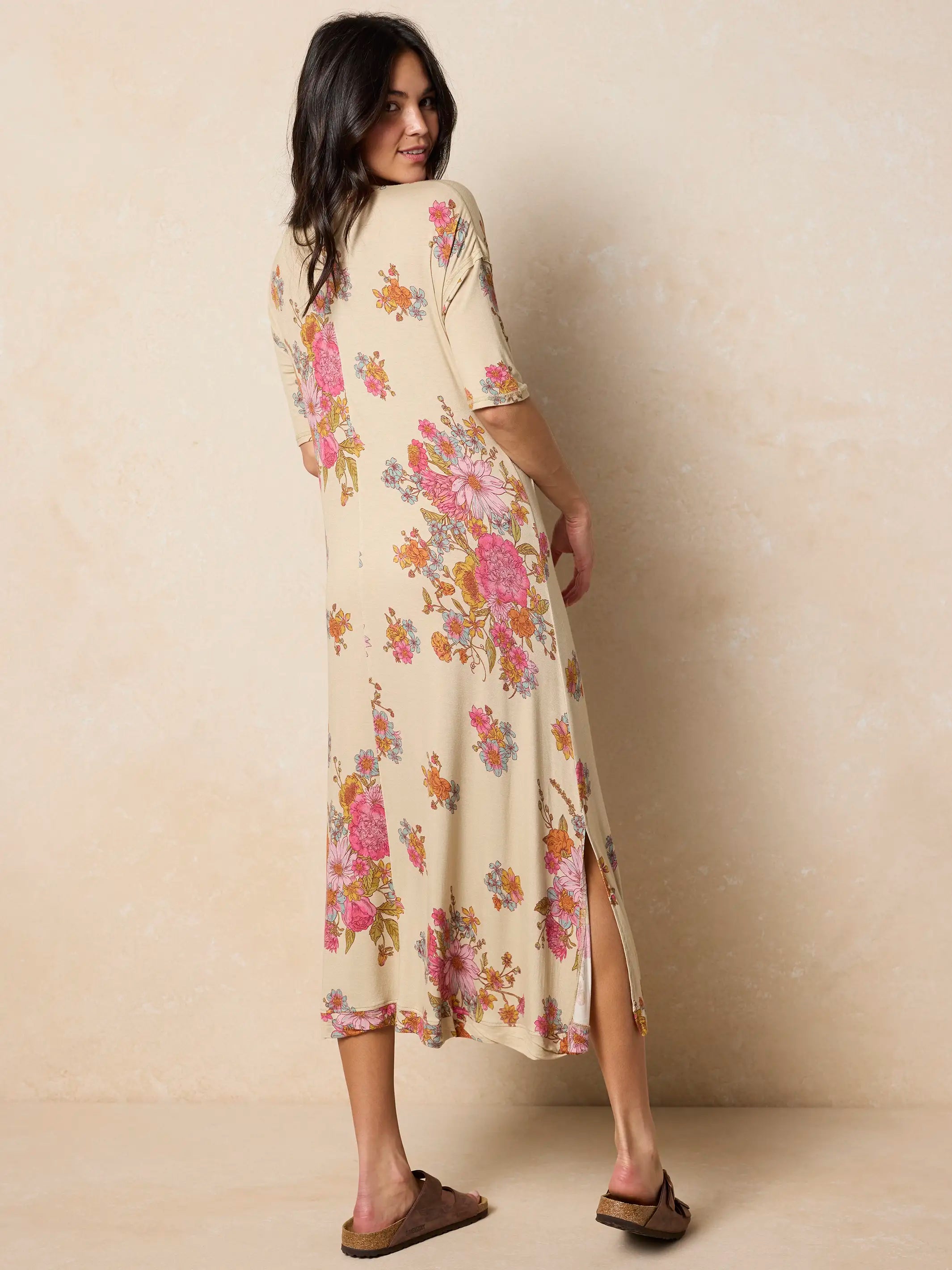 All Day "ButterSoft" Tee Dress - English Garden Cream