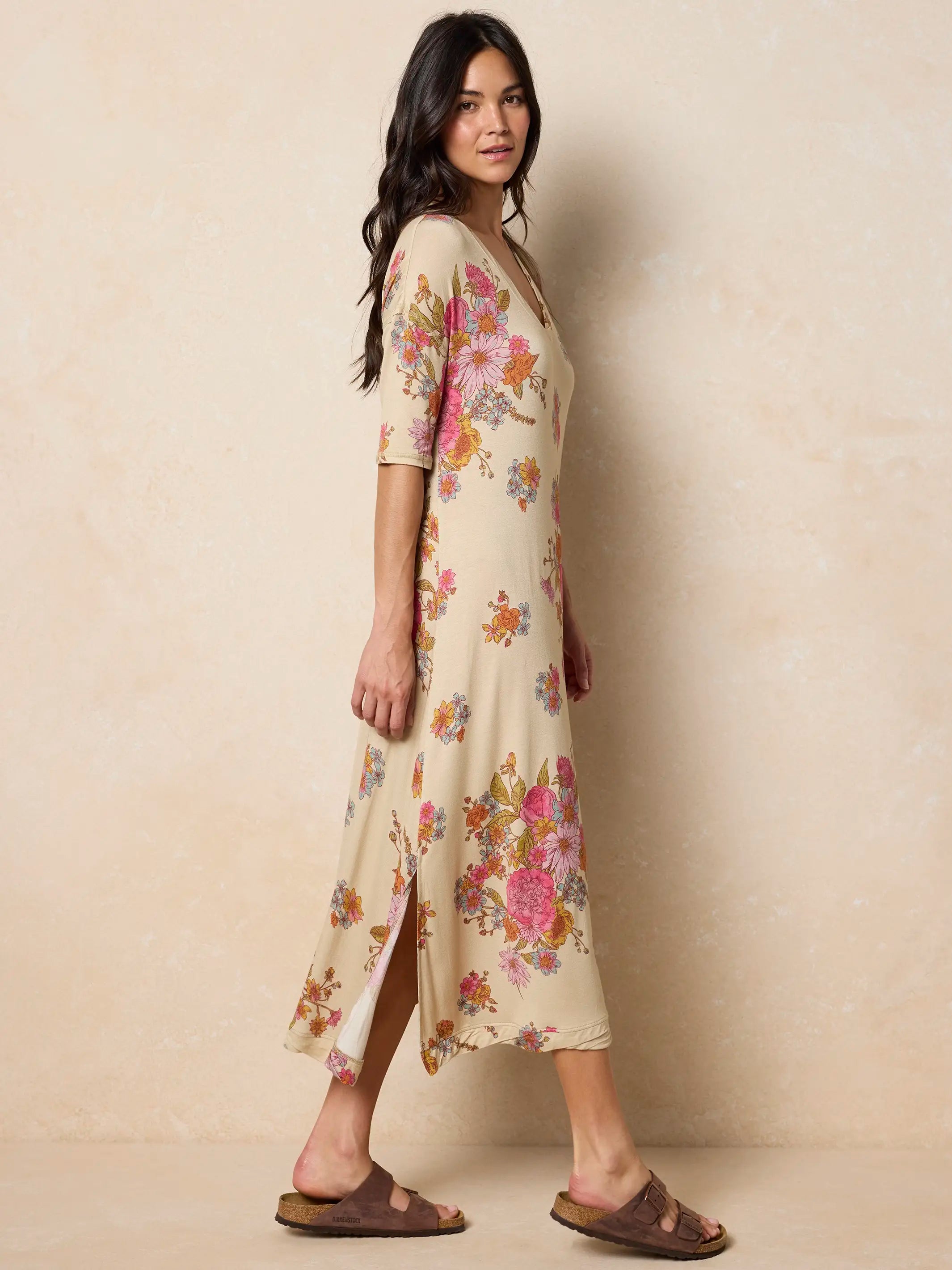 All Day "ButterSoft" Tee Dress - English Garden Cream