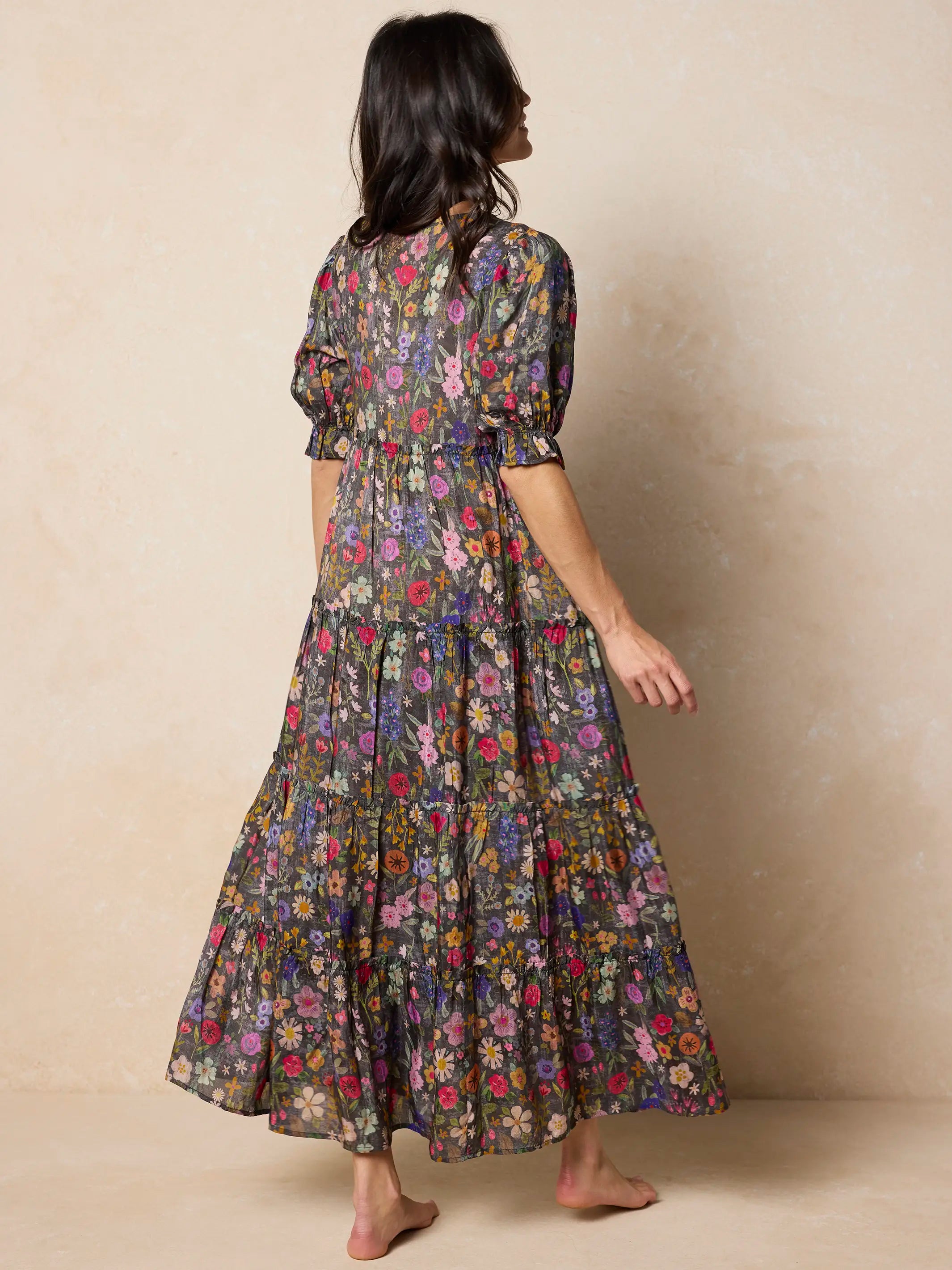 Collette Embroidered Maxi Dress - Flung Floral Wildflowers