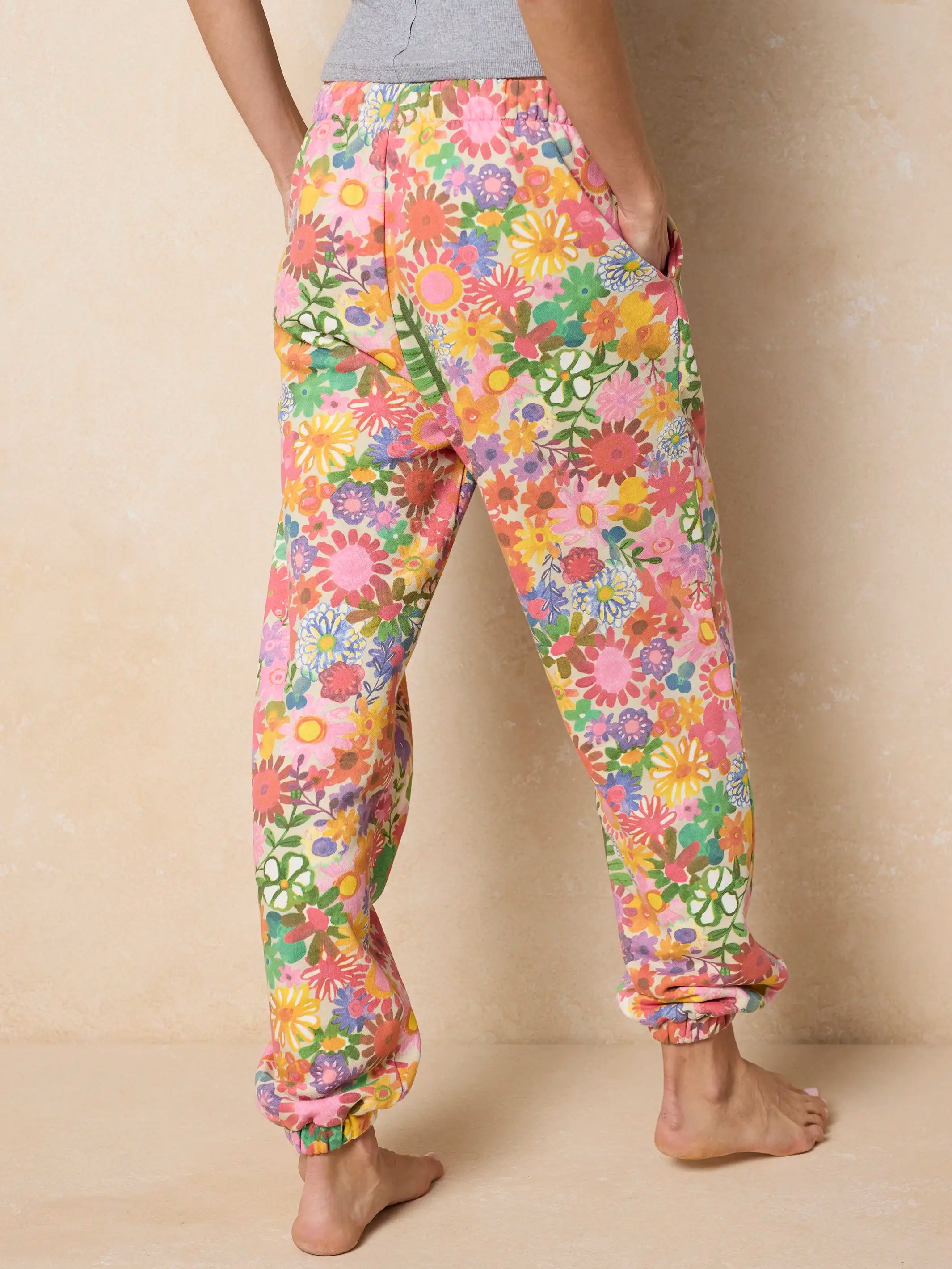 Printed Jogger Pants - Rainbow Floral