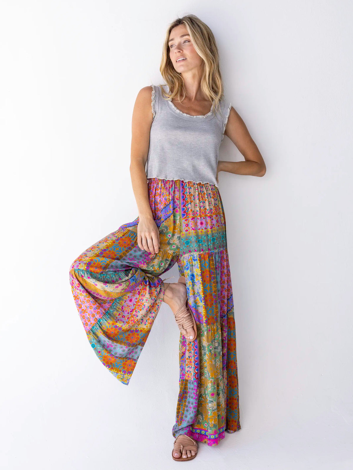 Patti Palazzo Pants - Folk Flower Patchwork