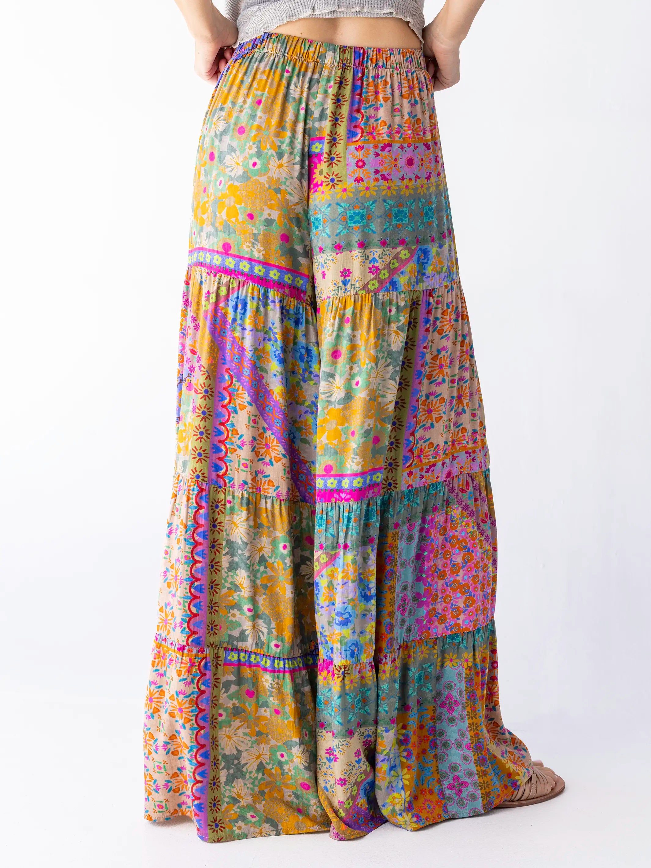 Patti Palazzo Pants - Folk Flower Patchwork