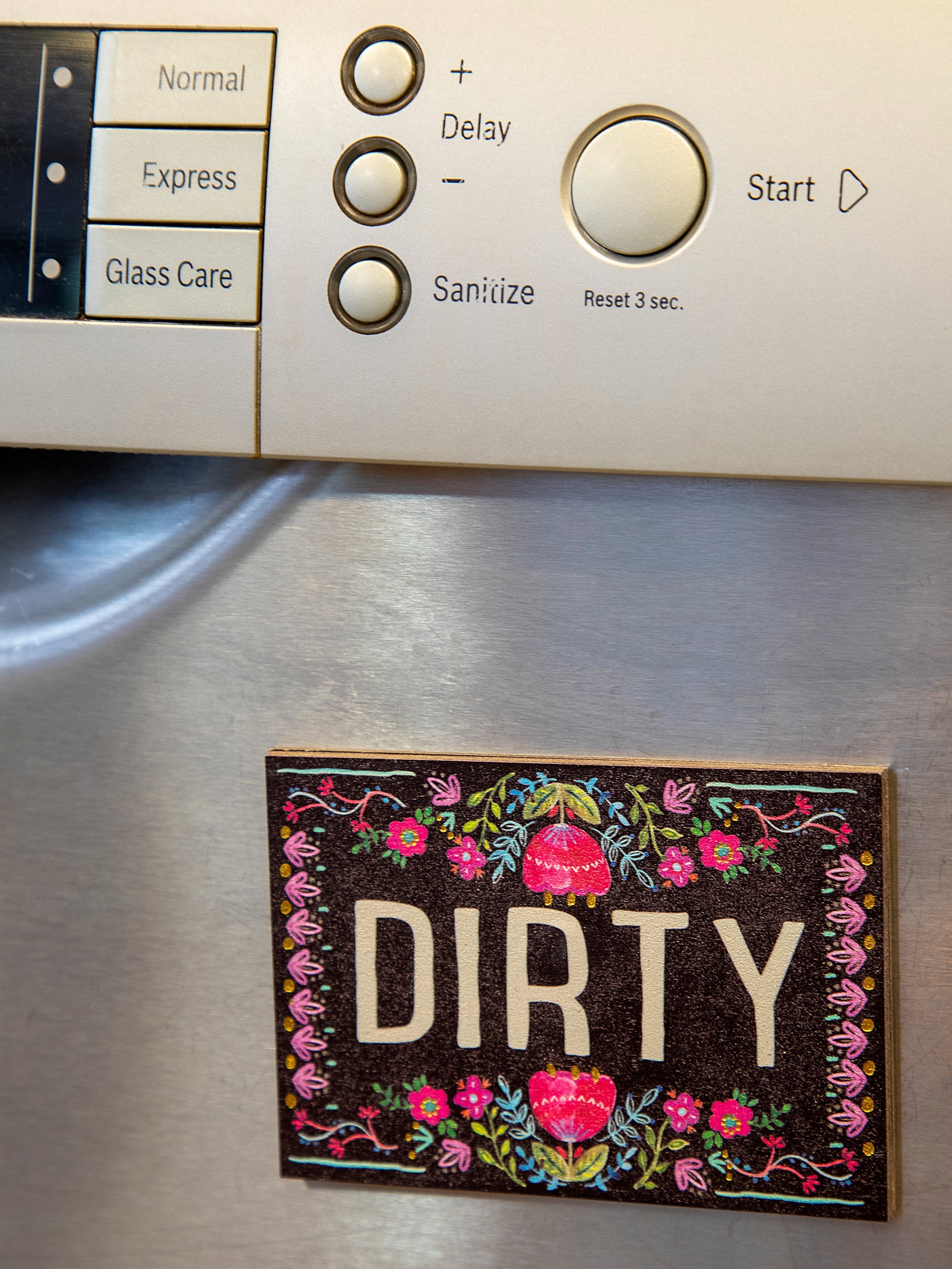 Double-sided Dishwasher Magnet - Floral Border