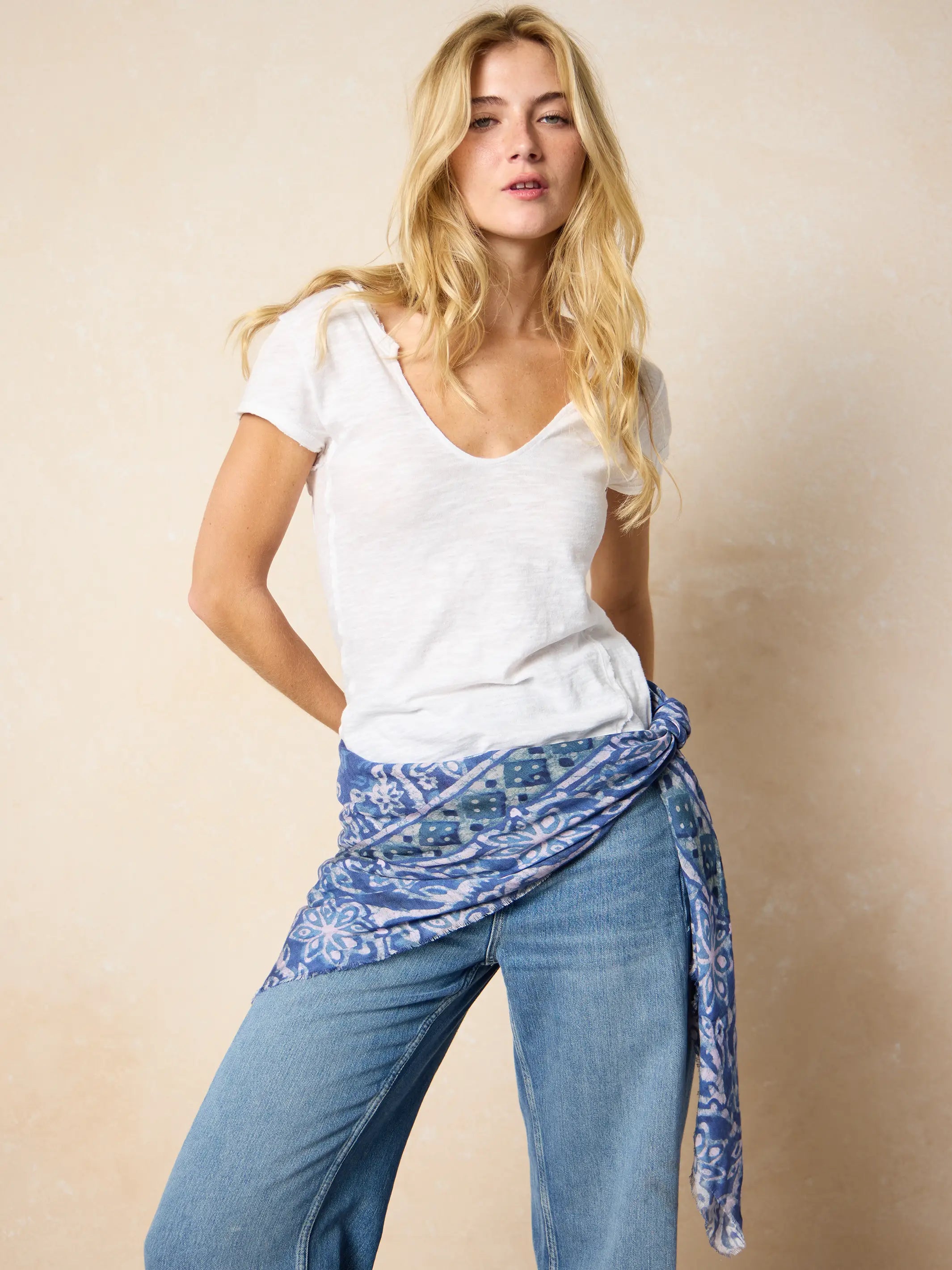 Convertible Scarf - Navy Border